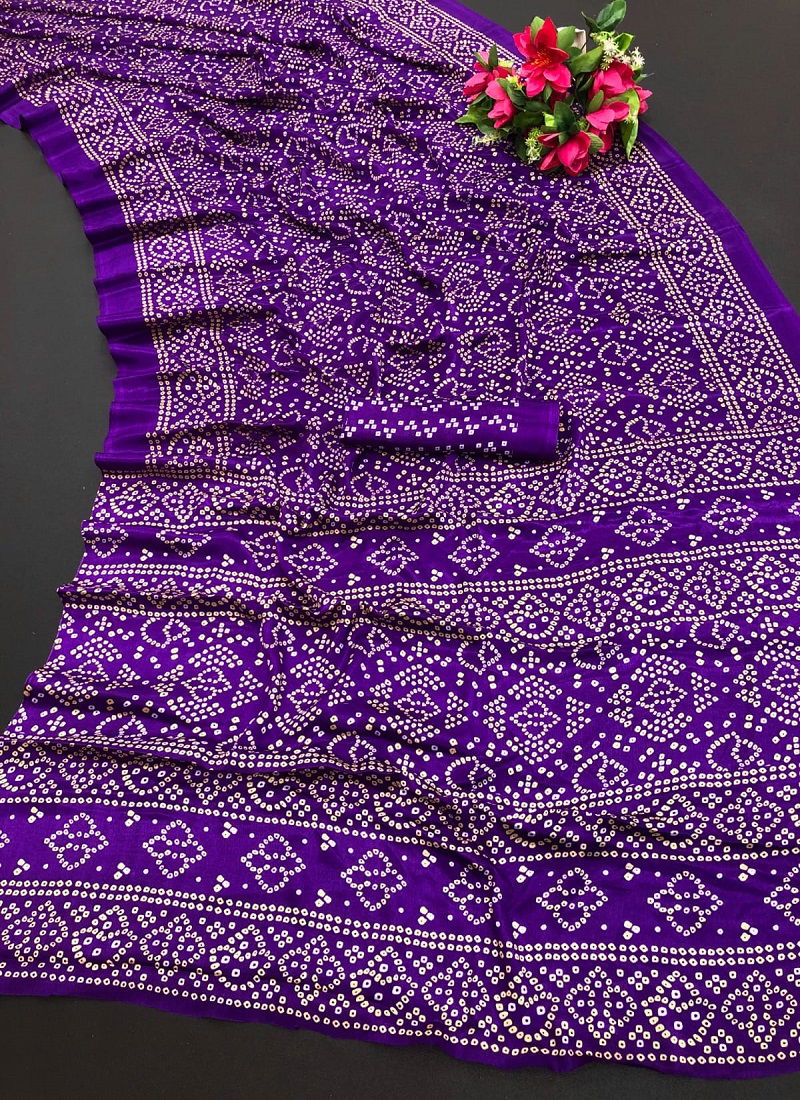 VIP Bandhani Silk Printed Non Catalog Sarees